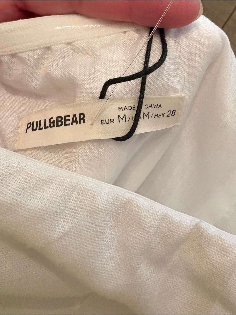 Pull & Bear Bubble Hem Dress White Mini Linen Blend Women’s Medium NWT - Picture 6 of 8